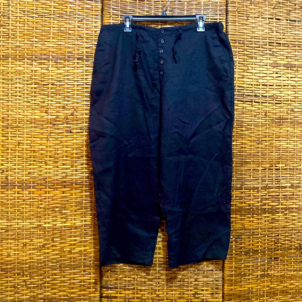 EUC Bridgewater studio 100% Linen black elastic waist wide leg Pants 16w
